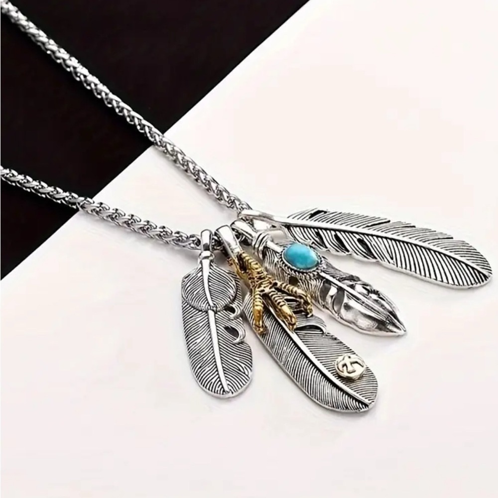 Silver Feather Pendant Necklace. - Picture 6 of 7